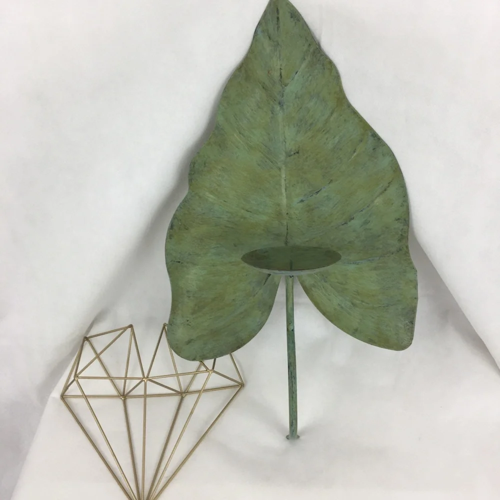 Large Green Tropical Leaf Candle Wall Sconce Decoration